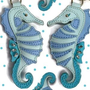 Kate Spade Seahorse Jeweled Keychain Fob RARE